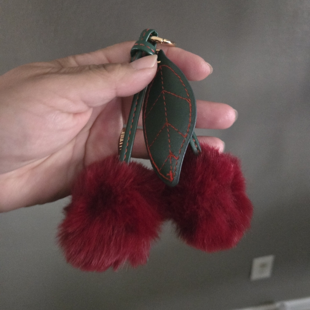Elegant Red Pom Pom Keychain